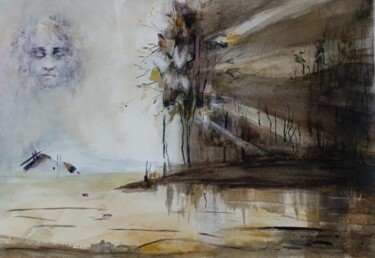 Pittura intitolato "An angel: let's hav…" da Oksana Gromova, Opera d'arte originale, Acquarello