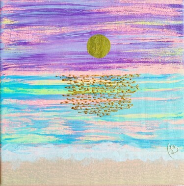 제목이 "SUR LA PLAGE DORÉE"인 미술작품 Suki Artiste로, 원작, 아크릴 나무 들것 프레임에 장착됨