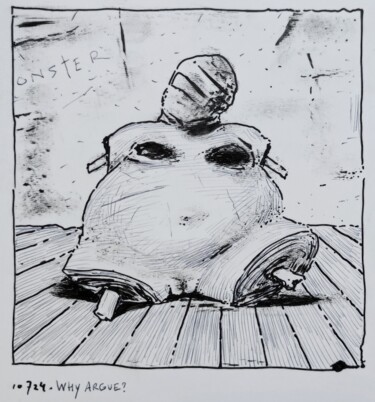 Dessin intitulée "Why argue?" par Milto Sideris, Œuvre d'art originale, Encre