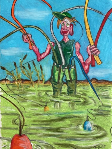 绘画 标题为“LE PÊCHEUR” 由Philippe Savage, 原创艺术品, 粉彩