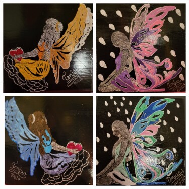 绘画 标题为“The Fairies (set of…” 由Tonjua Lyles, 原创艺术品, Scratchboard