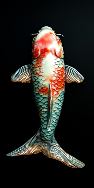 Arte digital titulada "Gilded Koi fish ele…" por By Renzo, Obra de arte original, Imagen generada por IA