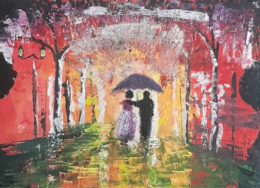 Peinture intitulée "Jour de pluie" par Isabelle Martinez, Œuvre d'art originale, Acrylique Monté sur Châssis en bois