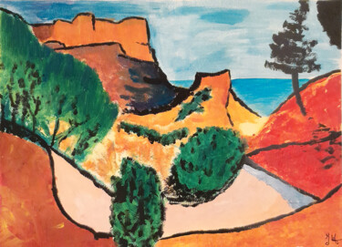 Peinture intitulée "Canyon de la Terre…" par Isabelle Martinez, Œuvre d'art originale, Huile Monté sur Autre panneau rigide