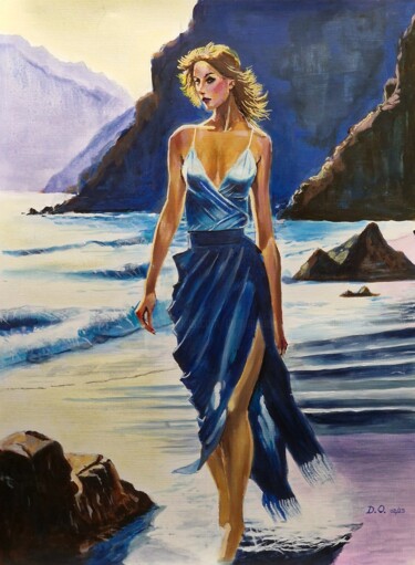 Peinture intitulée "Les pieds dans l'eau" par Dominique Obry, Œuvre d'art originale, Acrylique