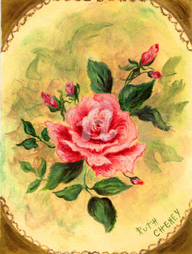 绘画 标题为“Rose in a circle fr…” 由Daniel Cheney, 原创艺术品, 油