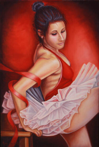 Картина под названием "Ballerine séduisante" - Marie-Claude Arel, Подлинное произведение искусства, Масло Установлен на Дере…