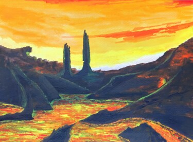 제목이 "Lava lake"인 미술작품 Milto Sideris로, 원작, 아크릴