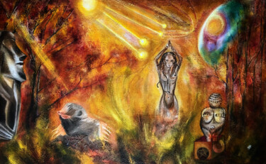Peinture intitulée "La Terre" par Anne Brigaud, Œuvre d'art originale, Acrylique