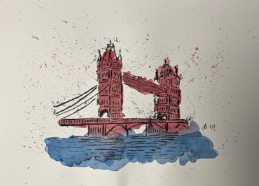 绘画 标题为“London Bridge 3/5” 由Stefano Mastria, 原创艺术品, 水彩