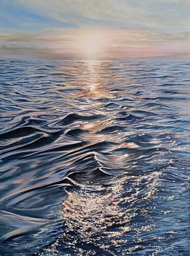 Pintura titulada "The gentle sunset" por Anna Bychkova, Obra de arte original, Oleo Montado en Bastidor de camilla de madera