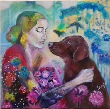 Peinture intitulée "Je cheminerai à tes…" par Sandrine Engle, Œuvre d'art originale, Huile Monté sur Châssis en bois