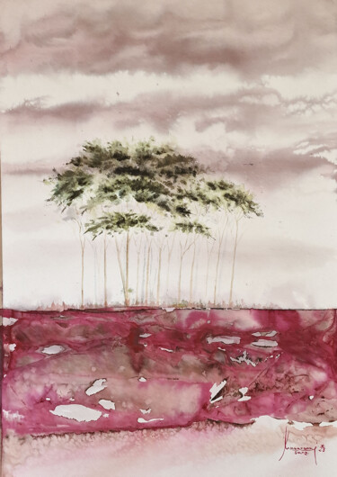 Birches nº3 Peinture intitulée "Birches nº3" par Macarena Sanz, Œuvre d'art originale, Aquarelle