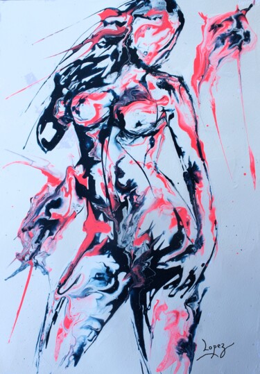 1764 silhouette de nue Schilderij getiteld "1764 silhouette de…" door Jean-Luc Lopez, Origineel Kunstwerk, Acryl