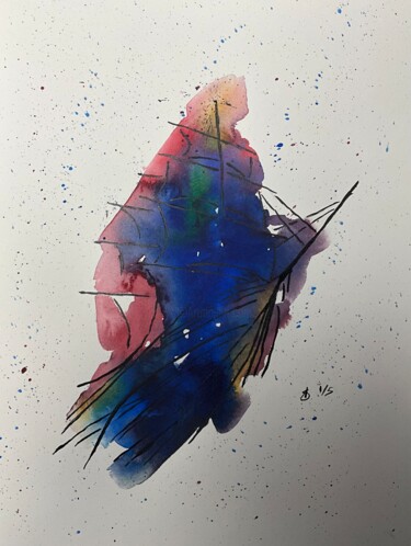 Pittura intitolato "Sailing Sensations…" da Stefano Mastria, Opera d'arte originale, Acquarello