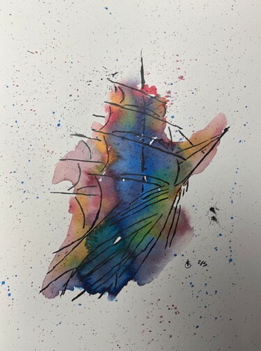 Pittura intitolato "Sailing Sensations…" da Stefano Mastria, Opera d'arte originale, Acquarello