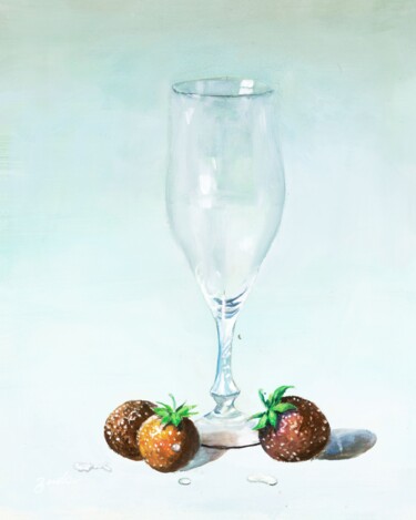 Peinture intitulée "Le Verre à Pied et…" par Zude Lu, Œuvre d'art originale, Acrylique Monté sur Châssis en bois