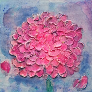 marshmallow hydrangea. pink flower 绘画 标题为“marshmallow hydrang…” 由Olesia Kashirskaia, 原创艺术品, 丙烯