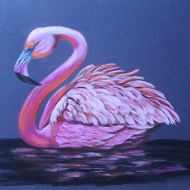 Drawing titled "Phoenicopterus Rose…" by Cré'Art "Ghilozzi", Original Artwork, Pastel