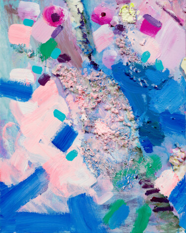 3.1 Abstract floral acrylic painting in blue, green, pink Pittura intitolato "3.1 Abstract floral…" da Oxerma, Opera d'arte originale, Acrilico Montato su Telaio per barella in legno