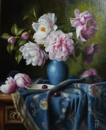 Pittura intitolato "Nature morte aux pi…" da Anne Laure Dionot, Opera d'arte originale, Olio