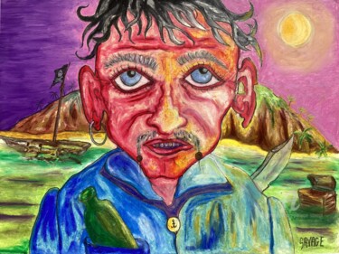 Peinture intitulée "LE PIRATE DES MALOU…" par Philippe Savage, Œuvre d'art originale, Pastel