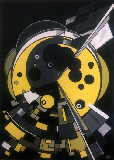 Painting titled "The Moon" by Mü, Original Artwork, Acrylic