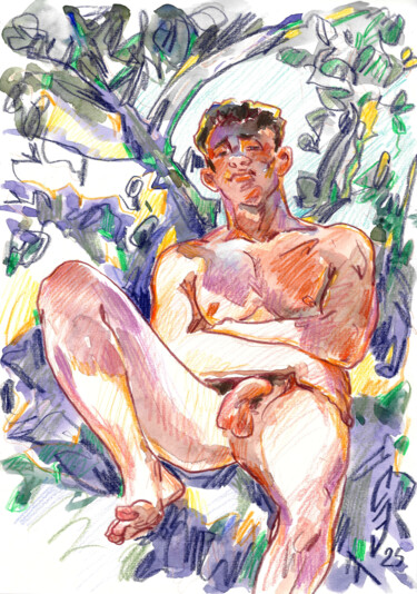 Zeichnungen mit dem Titel "The sun is shining…" von Sergey Sovkov, Original-Kunstwerk, Aquarell
