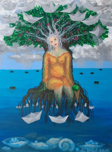 Malerei mit dem Titel "Insel" von Elsa Marshall-Rothstein, Original-Kunstwerk, Acryl Auf Keilrahmen aus Holz montiert