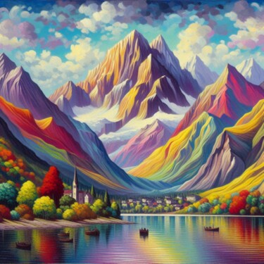 数字艺术 标题为“Montañas de colores” 由Rogo Lino, 原创艺术品, AI生成的图像 安装在artwork_cat.上