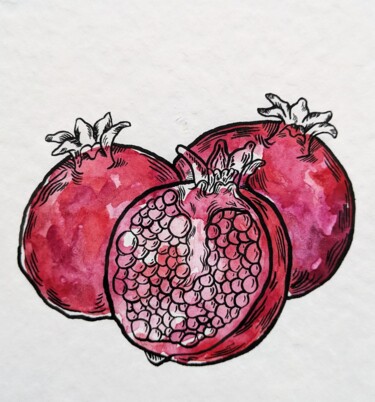 Painting titled ""Гранат"" by Ulia Ryb Akova, Original Artwork, Watercolor