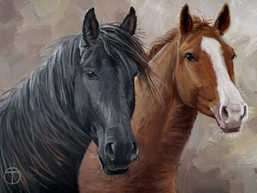 绘画 标题为“Horses 12” 由Olia Tomkova, 原创艺术品, 丙烯