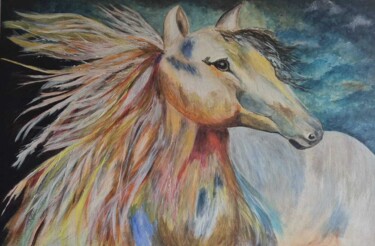 Schilderij getiteld "Whispers of The Wind" door Ajith Kumar, Origineel Kunstwerk, Acryl