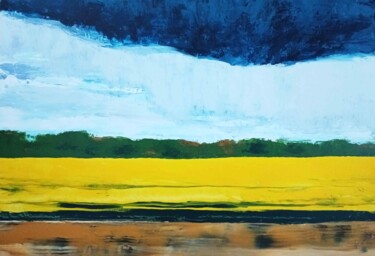 Peinture intitulée "Orage sur la plaine" par William Fautré, Œuvre d'art originale, Acrylique Monté sur Châssis en bois