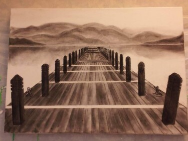 Dessin intitulée "Estacade" par Isaj, Œuvre d'art originale, Fusain Monté sur Châssis en bois