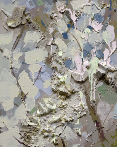 1.2 Abstract floral acrylic painting in grey Painting titled "1.2 Abstract floral…" by Oxerma, Original Artwork, Acrylic Mounted on Wood Stretcher frame