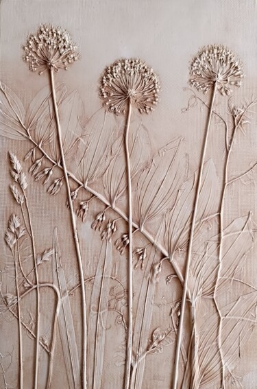 Wall sculpture ,, Flowers " botanical art Ζωγραφική με τίτλο "Wall sculpture ,, F…" από Alena Panchenia (Елена Панченя), Αυθεντικά έργα τέχνης, Γύψος