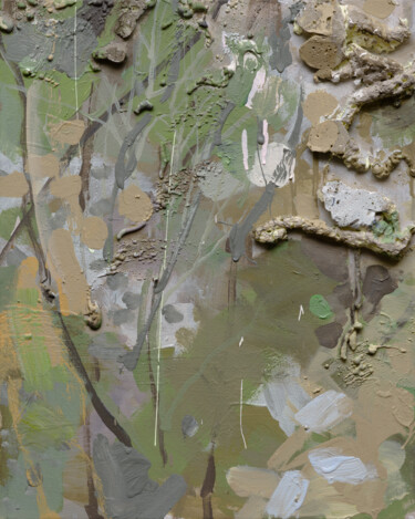 3.5 Abstract floral acrylic painting in grey 绘画 标题为“3.5 Abstract floral…” 由Oxerma, 原创艺术品, 丙烯 安装在木质担架架上