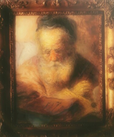 Schilderij getiteld "D'après Jan Lievens…" door Amazeigh Bouzékri, Origineel Kunstwerk, Olie