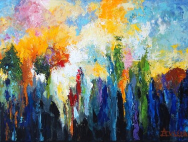 Painting titled "La Voix des couleur…" by Azucena, Original Artwork, Acrylic Mounted on Wood Stretcher frame