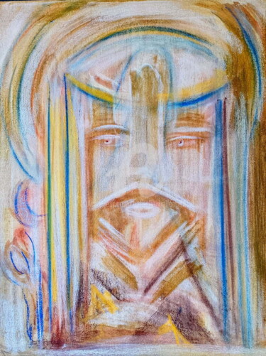 Schilderij getiteld "La Cité d’Or" door Nathalie Bellanger, Origineel Kunstwerk, Acryl Gemonteerd op Frame voor houten branc…