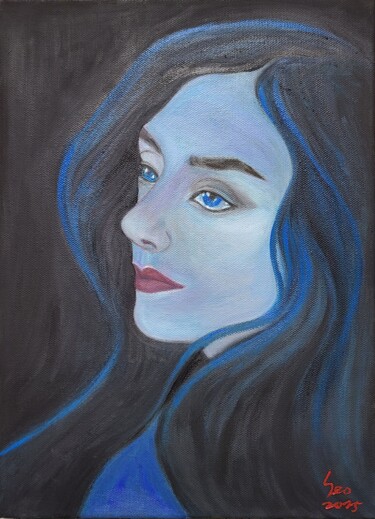 Silent Lament: The Eyes That Speak Schilderij getiteld "Silent Lament: The…" door Yeon-Gyeong Seo (Seo), Origineel Kunstwerk, Olie