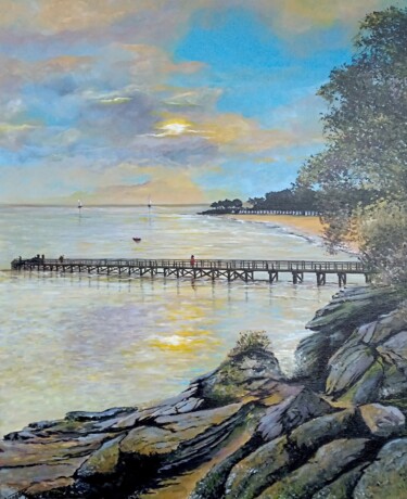 Peinture intitulée "Soleil Levant sur l…" par Claudine Viégas, Œuvre d'art originale, Acrylique Monté sur Châssis en bois