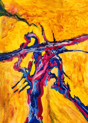 Painting titled "Art bridge on fire" by Milto Sideris, Original Artwork, Acrylic