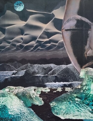 Collages titled "Ailleurs" by Gen Heller, Original Artwork, Collages Mounted on Other rigid panel