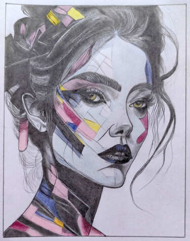 Tekening getiteld "La maquilleuse" door Louis Garcia, Origineel Kunstwerk, Potlood