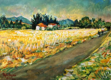 Painting titled "THE CHURCH IN SAN J…" by Richard Flynn Flynn, Original Artwork, Watercolor