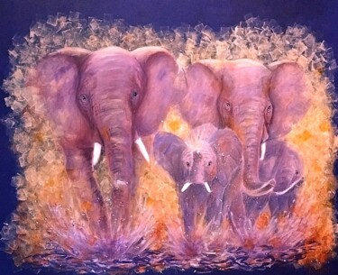 Peinture intitulée "Le troupeau" par Chantal Notin, Œuvre d'art originale, Acrylique Monté sur Châssis en bois