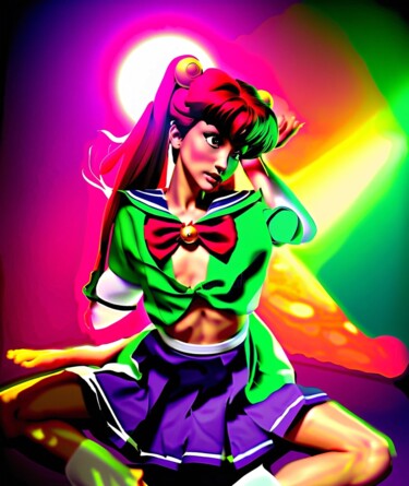 Digital Arts titled "Sailor Moon abstrac…" by Modane, Original Artwork, AI generated image