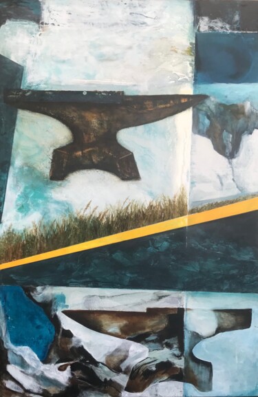 Painting titled "PERDRE NOTRE NORD" by Odette Gauvreau, Original Artwork, Acrylic Mounted on Wood Stretcher frame